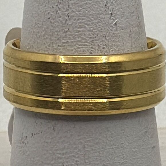 Brand New!! Size 13 Titanium plated beveled edge band, ring - Picture 2 of 4